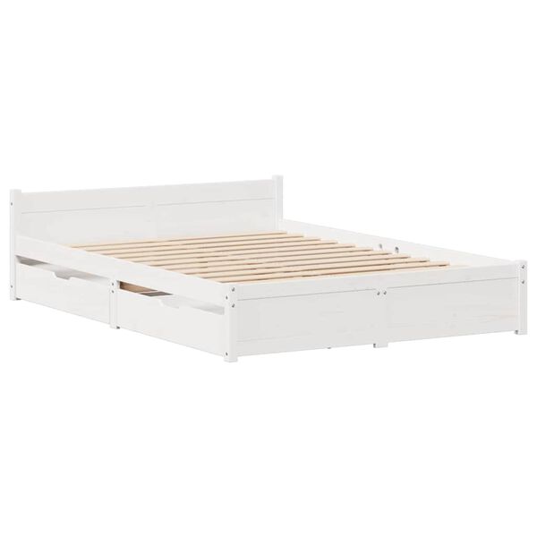 vidaXL Cadre de lit sans matelas blanc 140x200 cm bois de pin massif