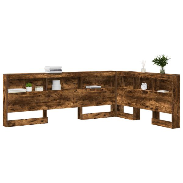 vidaXL T&ecirc;te de lit de rangement Ch&ecirc;ne fum&eacute; 160 cm Bois d'ing&eacute;nierie