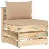 vidaXL Salon de jardin 3 pcs avec coussins vert bois impr&eacute;gn&eacute;