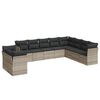 vidaXL Salon de jardin avec coussins 10 pcs gris clair r&eacute;sine tress&eacute;e