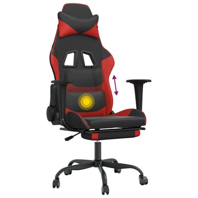 vidaXL Chaise de jeu de massage avec repose-pied Noir&Rouge Similicuir