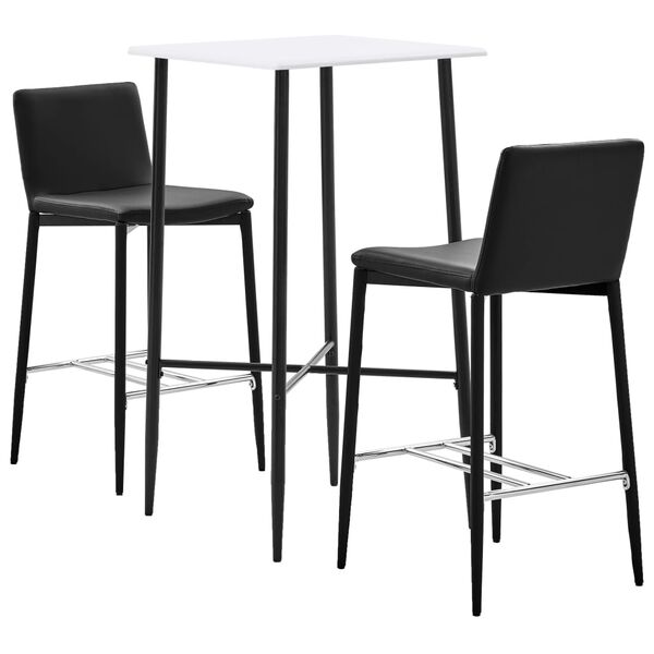 vidaXL Ensemble de bar 3 pcs Similicuir Noir