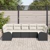 vidaXL Ensemble de canapé de jardin 7 pcs Noir et Blanc polyrotin