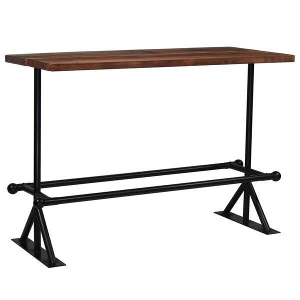 vidaXL Table de bar Bois de r&eacute;cup&eacute;ration massif Marron fonc&eacute;