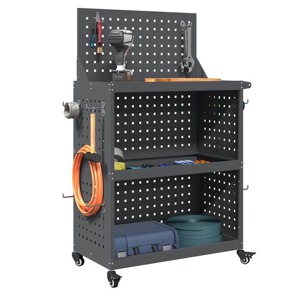 vidaXL Chariot à outils avec étagère Anthracite 65 x 35 x 111 cm