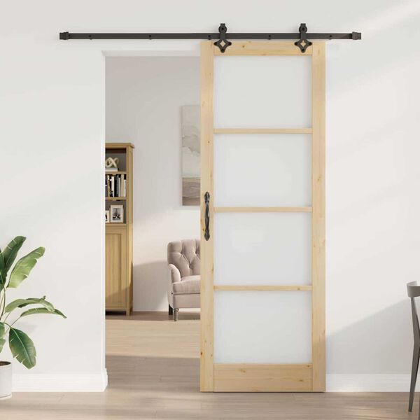 vidaXL Porte coulissante ORKDAL Naturel et Noir 83 x 232 cm