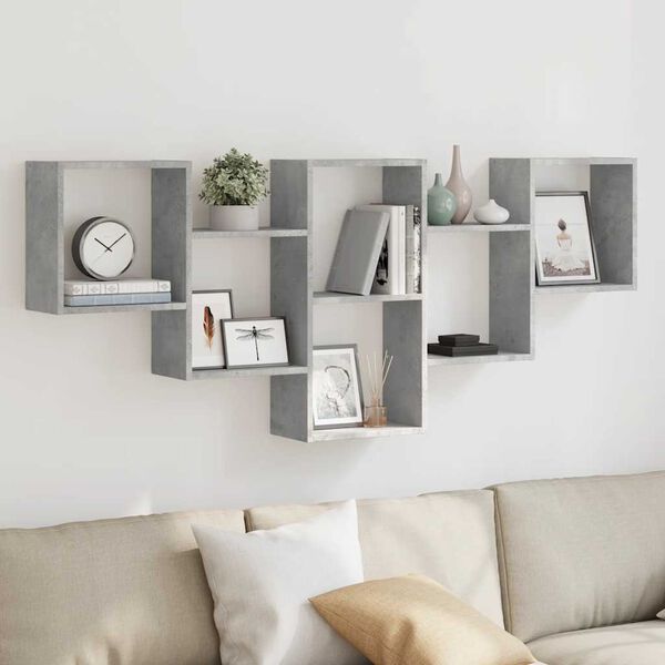 vidaXL &Eacute;tag&egrave;re murale gris b&eacute;ton 159x18x66 cm bois d'ing&eacute;nierie