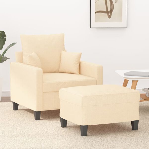 vidaXL Fauteuil avec repose-pied Cr&egrave;me 60 cm Tissu