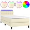 vidaXL Sommier &agrave; lattes de lit avec matelas et LED Cr&egrave;me 90x190cm