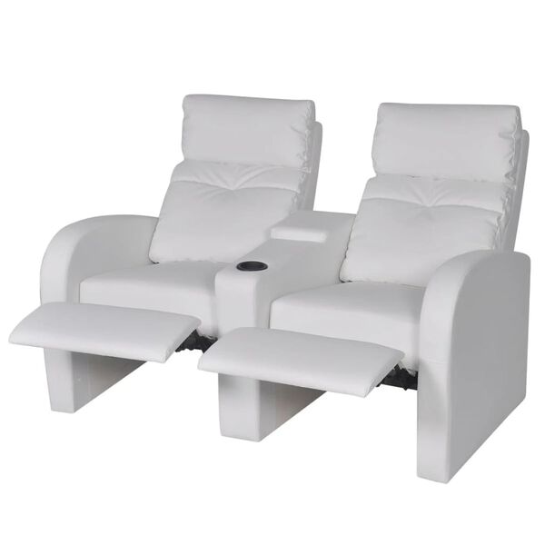 vidaXL Fauteuil inclinable &agrave; 2 places cuir synth&eacute;tique blanc