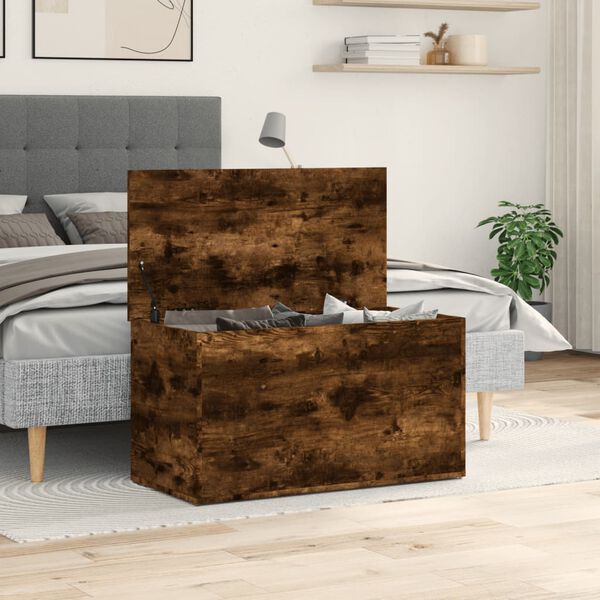 vidaXL Coffre de rangement Chêne fumé 84x42x46 cm Bois d'ingénierie