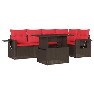 vidaXL Ensemble de canap&eacute; de jardin 6 pcs avec coussins marron r&eacute;sine tress&eacute;e