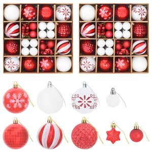 vidaXL Ensemble de boules de No&euml;l 88 pc Rouge et Blanc &Oslash; 6 cm