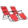 vidaXL Chaises longues pliables 2 pcs avec repose-pied Acier Rouge
