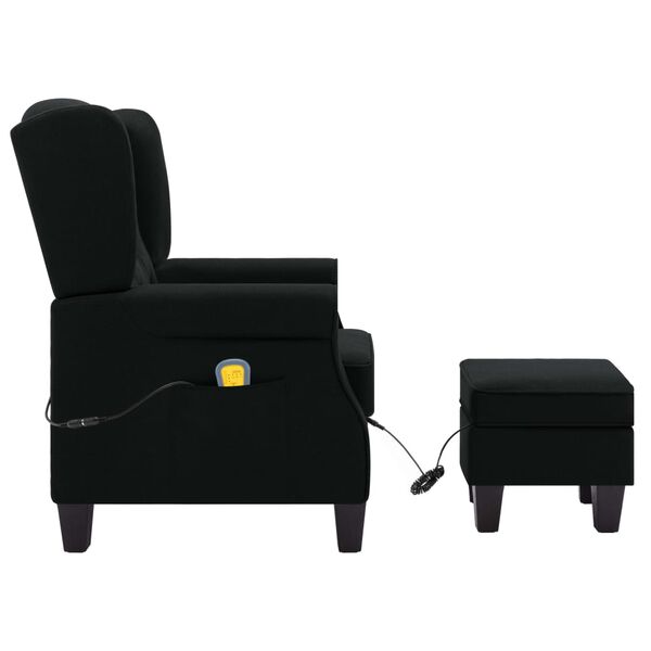 vidaXL Fauteuil de massage avec repose-pied Noir Tissu
