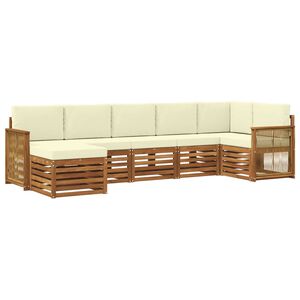 vidaXL Ensemble de canap&eacute; d'angle avec coussin 6 pcs Naturel et Cr&egrave;me