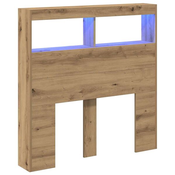 vidaXL Armoire tête de lit avec LED chêne artisanal 100x17x102 cm