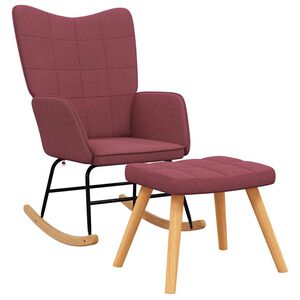 vidaXL Chaise &agrave; bascule avec tabouret Rouge bordeaux Tissu