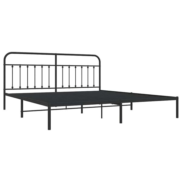 vidaXL Cadre de lit métal sans matelas avec tête de lit noir 193x203cm