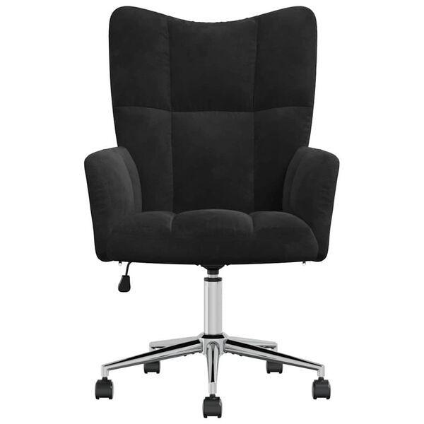 vidaXL Fauteuil relaxant avec roue Noir 62 x 68,5 x 105 cm Velours