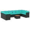 vidaXL Salon de jardin 11 pcs avec coussins noir r&eacute;sine tress&eacute;e