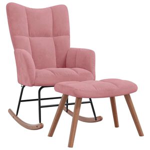 vidaXL Chaise &agrave; bascule avec repose-pied Rose Velours