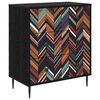 vidaXL Commode OMMEN Imprim&eacute; g&eacute;om&eacute;trique 66 x 36,5 x 76 cm Ch&ecirc;ne noir