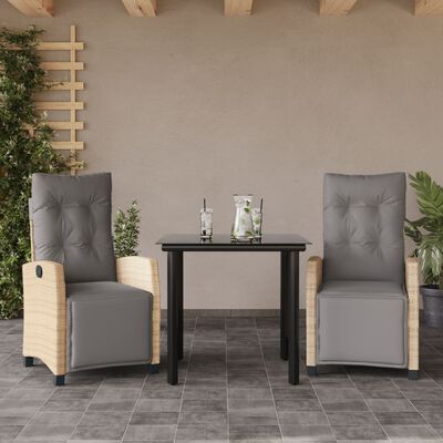 vidaXL Ensemble à manger de jardin et coussins 3 pcs mélange beige