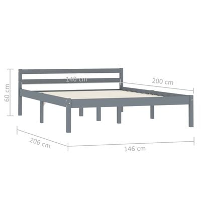 vidaXL Cadre de lit sans matelas gris bois massif de pin 140x200 cm