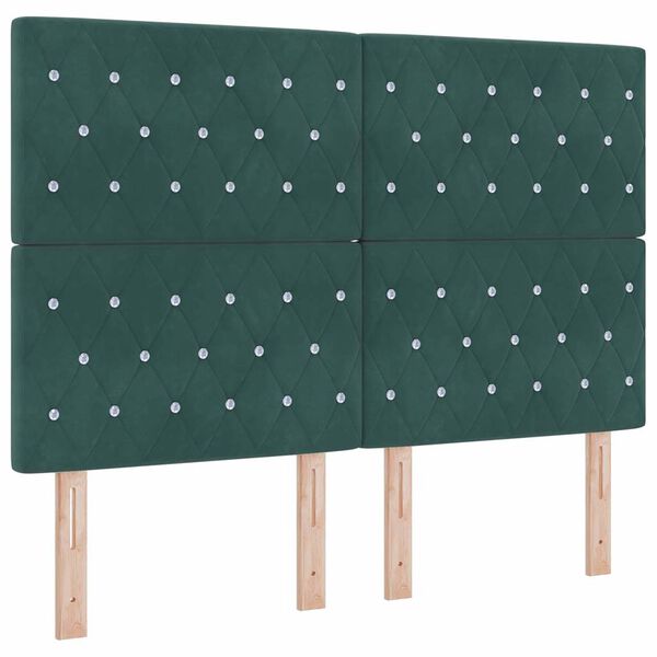 vidaXL Lit &agrave; ressorts avec matelas Vert fonc&eacute; 140 x 190 cm tissu
