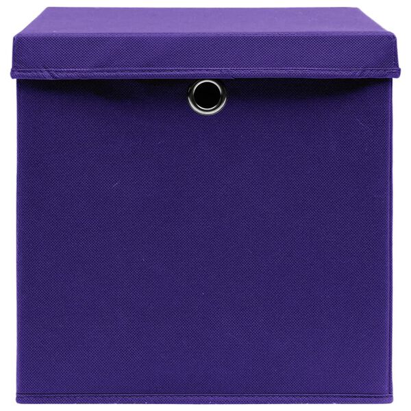 vidaXL Bo&icirc;tes de rangement avec couvercles 4 pcs 28x28x28 cm Violet