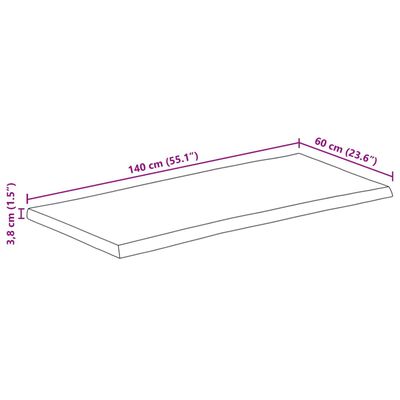 vidaXL Dessus de table 140x60x3,8cm rectangulaire bois massif d'acacia