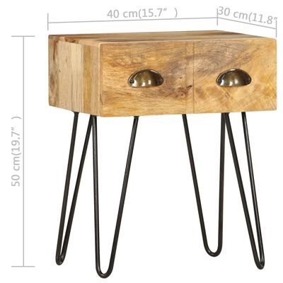 vidaXL Table de chevet 40 x 30 x 50 cm Bois de manguier massif