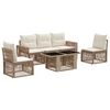vidaXL Ensemble de canap&eacute; de jardin 6 pc Beige et blanc cr&egrave;me