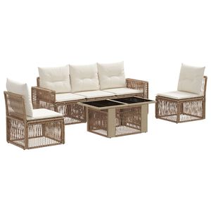 vidaXL Ensemble de canap&eacute; de jardin 6 pc Beige et blanc cr&egrave;me