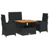 vidaXL Ensemble &agrave; manger de jardin 4 pcs avec coussins noir