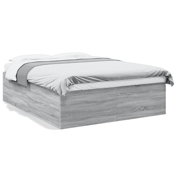 vidaXL Cadre de lit sans matelas sonoma gris 150x200 cm