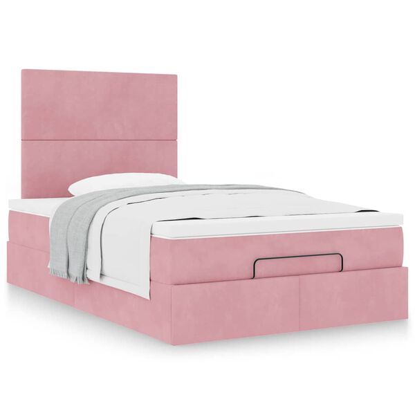 vidaXL Cadre de lit ottoman avec matelas rose 120x190 cm velours