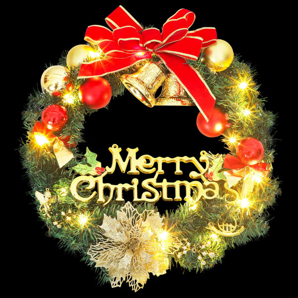 vidaXL Couronne de No&euml;l avec 35 LED vertes 60 cm