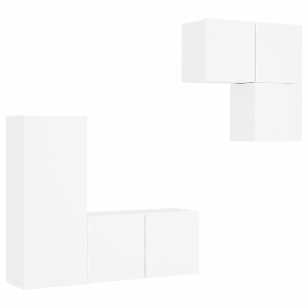 vidaXL Unit&eacute;s murales TV 4 pcs blanc bois d'ing&eacute;nierie