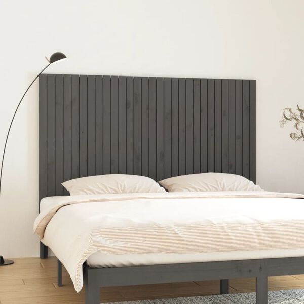 vidaXL T&ecirc;te de lit murale Gris 185x3x110 cm Bois massif de pin