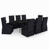 vidaXL Ensemble &agrave; manger de jardin avec coussins 9 pcs noir
