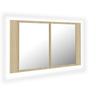 vidaXL Armoire &agrave; miroir &agrave; LED de bain Ch&ecirc;ne sonoma 80x12x45 Acrylique