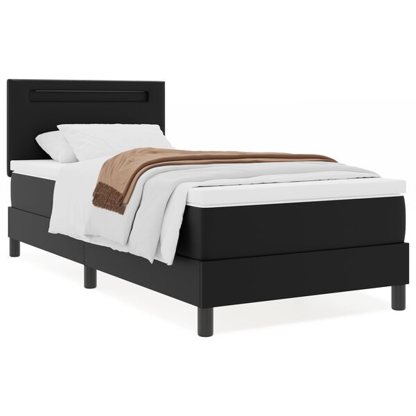 vidaXL Lit &agrave; ressorts avec matelas Noir 90 x 200 cm Simili cuir