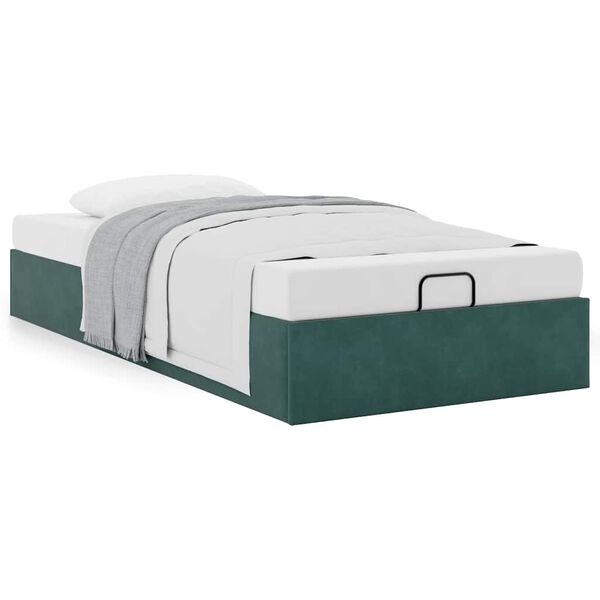 vidaXL Cadre de lit ottoman sans matelas vert fonc&eacute; 100x200 cm velours