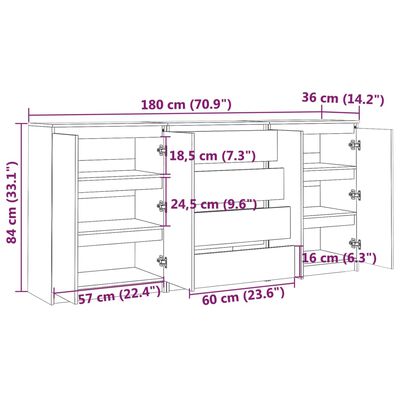 vidaXL Armoires latérales 3 pcs blanc Bois de pin massif