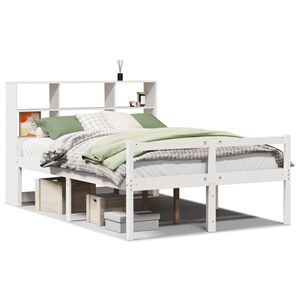 vidaXL Lit biblioth&egrave;que sans matelas blanc 140x200 cm bois pin massif
