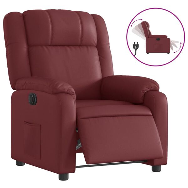 vidaXL Fauteuil inclinable &eacute;lectrique Rouge bordeaux Similicuir