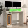 vidaXL Bureau et lumières LED Gris béton 97x45x90 cm Bois d'ingénierie