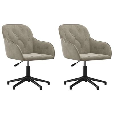 vidaXL Chaises pivotantes à manger lot de 2 Gris clair Velours